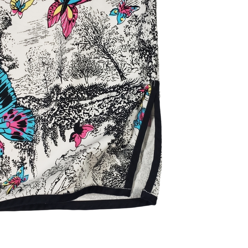 City Silk Stretch Pencil Mini Skirt Size 12 Colorful Butterfly Tree Print Cotton - Picture 4 of 11